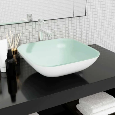 £60.99 • Buy Basin Glass Bathroom Sink Home Washroom Sink Bowl Basin Multi Colours VidaXL