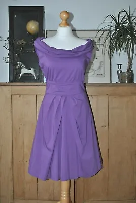 £15.60 • Buy Rinascimento Made In Italy Retro Bardot Purple  Fit & Flare Dress L More Like M