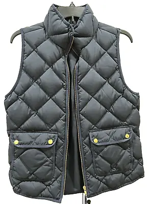 J.Crew Blue Excursion Down Quilted Vest Pockets W/Gold Button Detail - Women’s S • $16.50