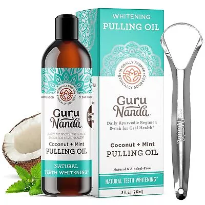 Gurunanda Oil Pulling With Coconut Oil & Peppermint Oil For Oral Care Mouthwash • £9.89