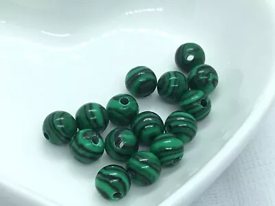 15 Stunning Natural Semi Precious Green Malachite Gemstone Beads 6mm • £3.37