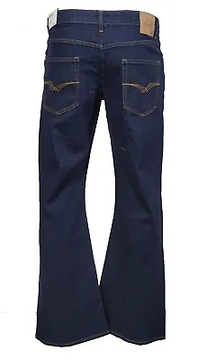 Men's LCJ Denim Super Flare Jeans Stretch Indigo Indie 70s Bell Bottoms LC16  • £29.99