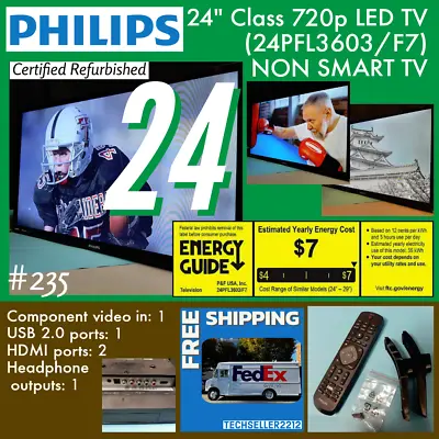 Philips 24  Class 720p LED TV (24PFL3603/F7) With Remote & Stand / NON SMART TV • $63.21