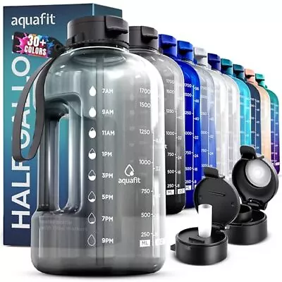 Aquafit Half Gallon Water Bottle With Time Marker 64 Oz Water Bottle With Straw  • $23.84