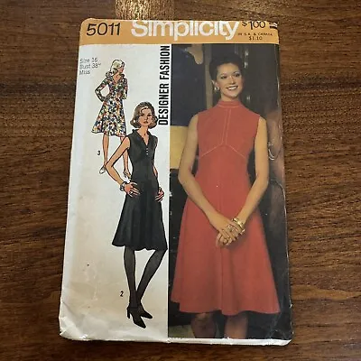 Vintage McCall’s 5011 Sewing Pattern Size 16 Dress Uncut • $5.25
