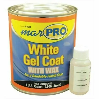 Marpro 6-7621 Gel Coat WHITE With Wax QUART Boat Fiberglass Repair Marine  • $37.49