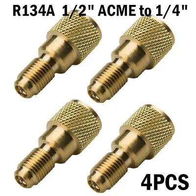 4PCS R134a Tank Adapter 1/2'' ACME Female 1/4'' Male Flare Fitting Brass HOT • $14.99