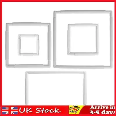 PP Embroidery Frame White Square Shape Scroll Frame For Cross Stitching Quilting • £7.39