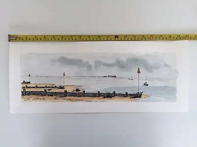 £20 • Buy Original Pen And Ink Watercolor | Leigh-on-Sea | Southend Pier | Thames Estuary