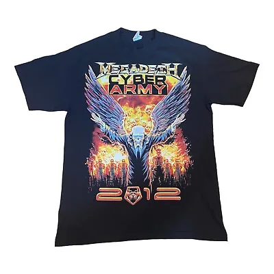 Men’s Megadeth Cyber Army 2012 T-Shirt Medium Black Metal Good Used Condition • £15