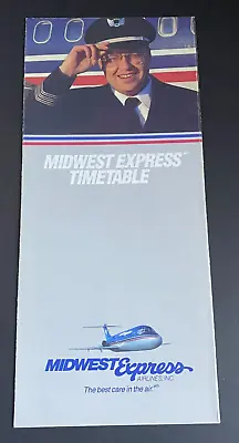 Midwest Express Airlines Timetable Effective May 1 1988 • $3.99