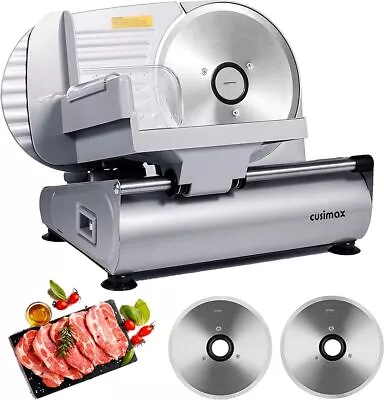 Meat Slicer CUSIMAX Electric Deli Food SlicerGlossy Silver NEW • $117