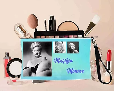 Marilyn Monroe Cosmetic Makeup Bags Pouch 100% ALL Linen Wtih Zipper And Strap • $14.95