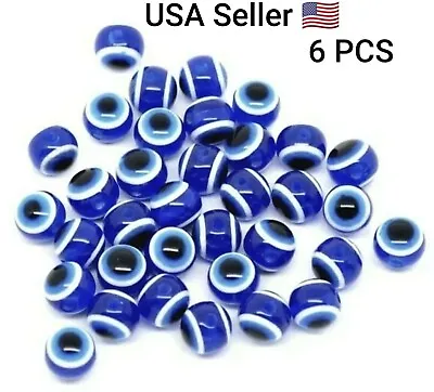 $3.49 • Buy 6pcs Dark Blue Evil Eye Of Evil Stripe Round Resin Beads 10mm New Fashion 