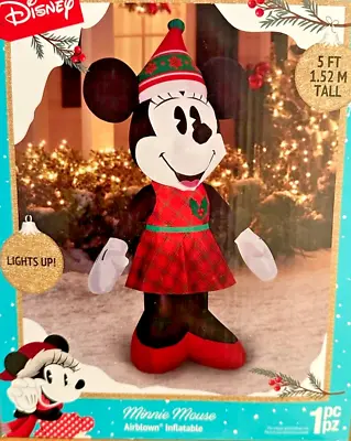 Rare New 5 Ft Tall Led Disney Christmas Minnie Mouse Nordic Inflatable By Gemmy • $39.99