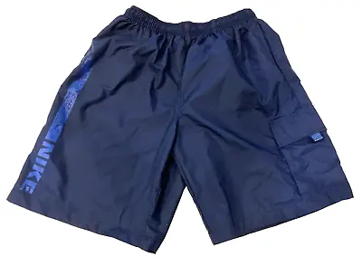 Vintage Nike Board Shorts Youth Unisex Large 14-16 Navy Blue Swimming Lined Y2K • $26.88