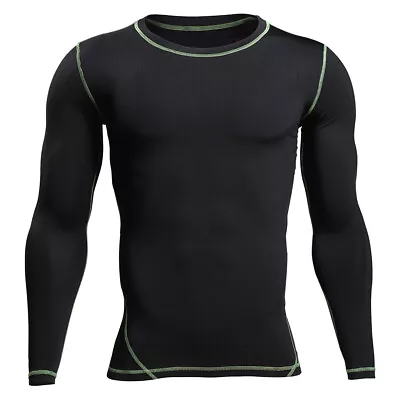 Mans Compression Thermal Base Layer Long Shirt Tops Sports Gym Tight Dry USA • $15.48