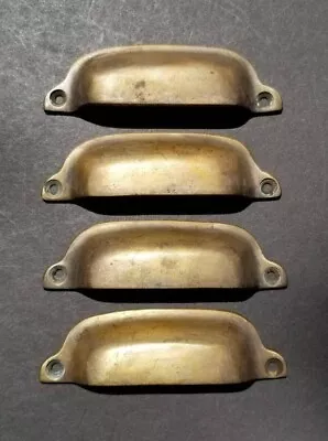 $31.95 • Buy 4 Ant Style Solid Brass Apothecary Cup Drawer Bin Pull Handles 3-3/8  Cntrs #A19