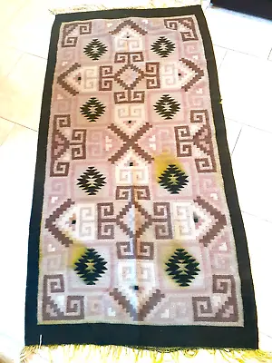 Vintage Southwest Handwoven Flat-weave Rug 72  X 38  • $95