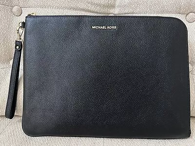 Nwt Michael Kors Mercer Large Tech Ipad Black Leather Zip Clutch Case Bag • $99