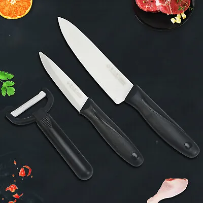 3PCS Ceramic Kitchen Knives Set Chef Knife 4  6  + Peeler + Covers Blade Sharp • $7.99