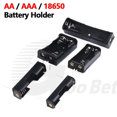 AA / AAA / 18650 Battery Holder Connector Open Box Case With PCB Solder Pin DIY • £3.23