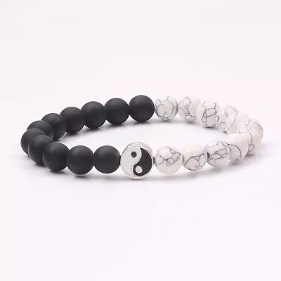 Chakra Crystal Lava Stones Bracelet Healing Beads Tai Chi Yin Yang Anxiety Gift • £3.99