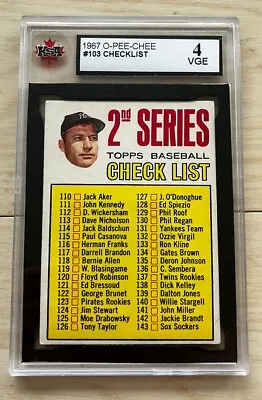 1967 O Pee Chee OPC Mickey Mantle KSA 4 #103 Rare Checklist Unmarked • $109.29