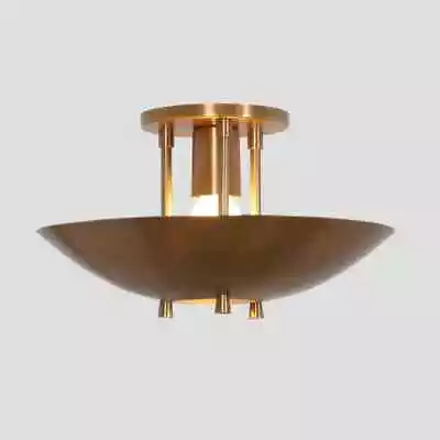Mid Century Brass Ceiling Flush Mount Pendant Light Fixture • $179.10