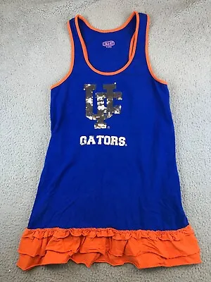 Florida Gators Dress Girls XL Blue Sleeveless Ruffle Hem Sequins Pullover Sports • $13.22