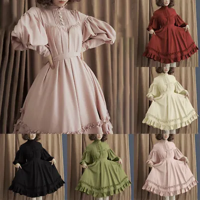 Lace Gothic Ruffle Dress Women Vintage Lolita Dress Japanese Kawaii Cute Dresses • £38.39