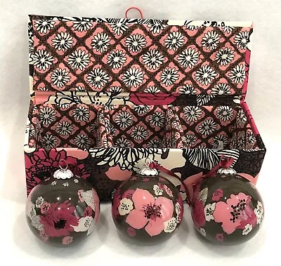 Vera Bradley Trio MOCHA ROUGE Ornaments RETIRED With Fabric Box • $12.99