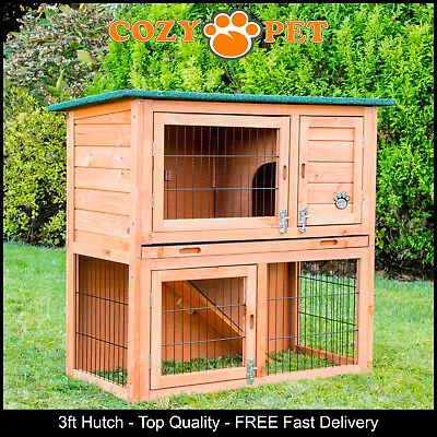 Rabbit Hutch 3ft By Cozy Pet Natural Guinea Pig Hutches Run Ferret Runs RH03N • £69.99