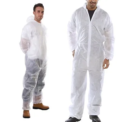 £4.45 • Buy Disposable Coveralls White Hood Paper Suits Painters Protective Work Overalls