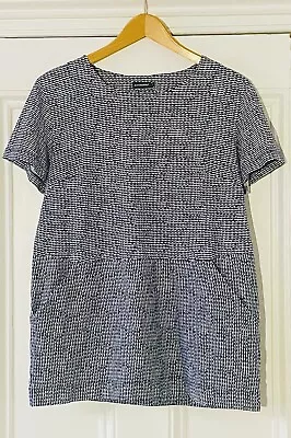 Marimekko Teitin Womens  Blue White Print Short-Sleeve Long Tunic Top M UK 14-16 • £19.99