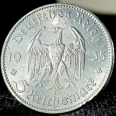 5 Reichsmark .900 Silver Coin Authentic Third Reich Nazi Germany Garrison Church • $27.99