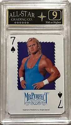 1991 Titan Sports WWF Playing Card Mr.PERFECT 7 Of Spades ASG Graded 9 NM • $49.50