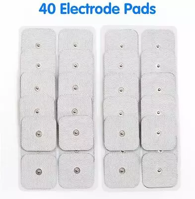 40x Snap On Replacement Electrode Pads For TENS Unit Self Adhesive 2 X2  White • $14.99