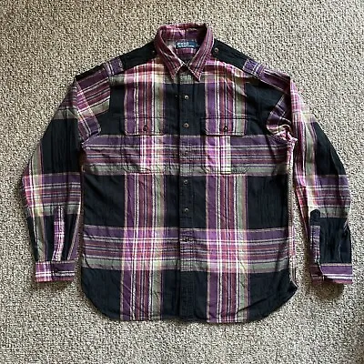 $49.99 • Buy Polo Ralph Lauren Western Shirt Mens XL Plaid Aztec Long Sleeve Button Up Heavy