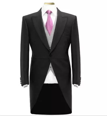 Black Tailcoat Suit Wedding Dress Of Royal ASCOT Tail Coat Jacket • £59.99