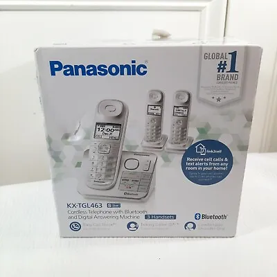 Panasonic KX-TGL463S Cordless Phone Set Link2Cell 3 Handsets Single Line Silver • $80