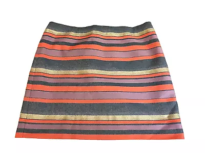 J. Crew Skirt Size 6 Chambray Lilac Tangerine Gold Striped Back Zip Lined Mini • $12