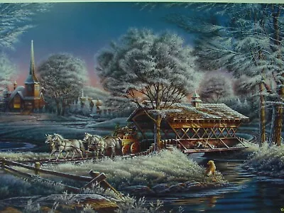 Terry Redlin   Morning Frost  Christmas Print With COA 24  X 14 . Mint • $80