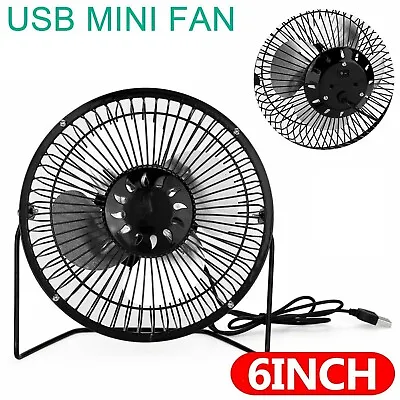 Portable Mini USB Cooling Fan 360° Small Desktop Desk Quiet Computer 6inch Metal • £6.99