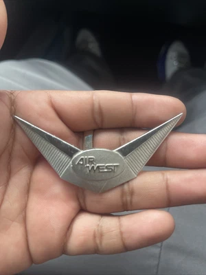 £265.45 • Buy Circa 1968 Air West Pilot Hat Badge By Balfour In Rhodium-Plated Sterling