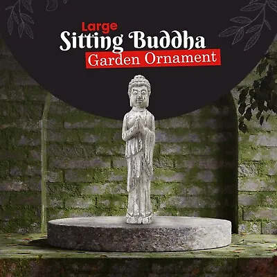 Garden Ornaments Buddha Standing Stone Drift Wood Effect Outdoor Indoor Statue • £13.95