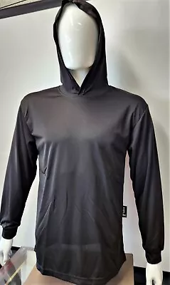 Black Long Sleeve Safety Shirt With Hoodie Quick Dry Polyester Birdeye Mesh • $10.99