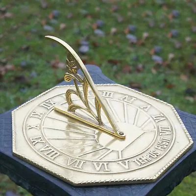 £76.50 • Buy Solid Polished Brass  Copernicus  Octagonal Garden Sundial