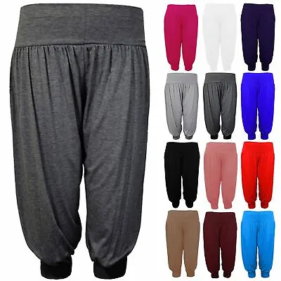 Plus Size Ladies Womens 3/4 Ali Baba Trouser Pants Harem Baggy Loose Leggings • £8.49