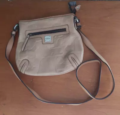 TOUS Crossbody Tan Leather Logo Purse • $78